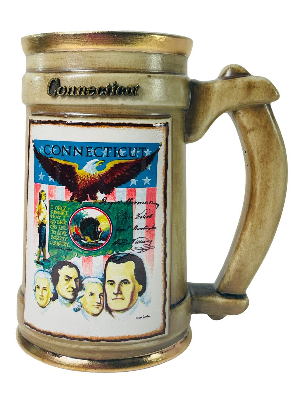 Connecticut Colony Ceramic Stein Mug, 1976 USA 200 Years Celebration