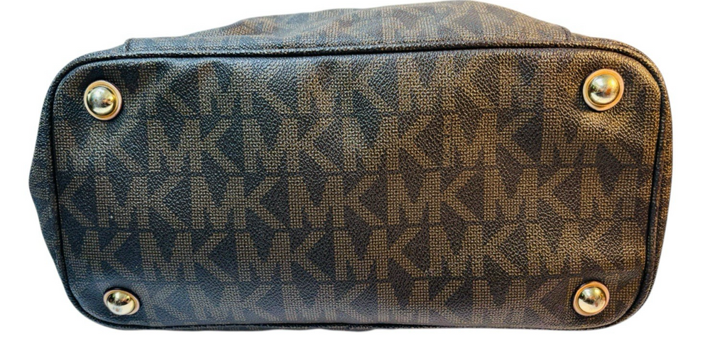 MICHAEL KORS Brown Large Leather Top Zip Logo Tote Shoulder Bag, MINT CONDITION