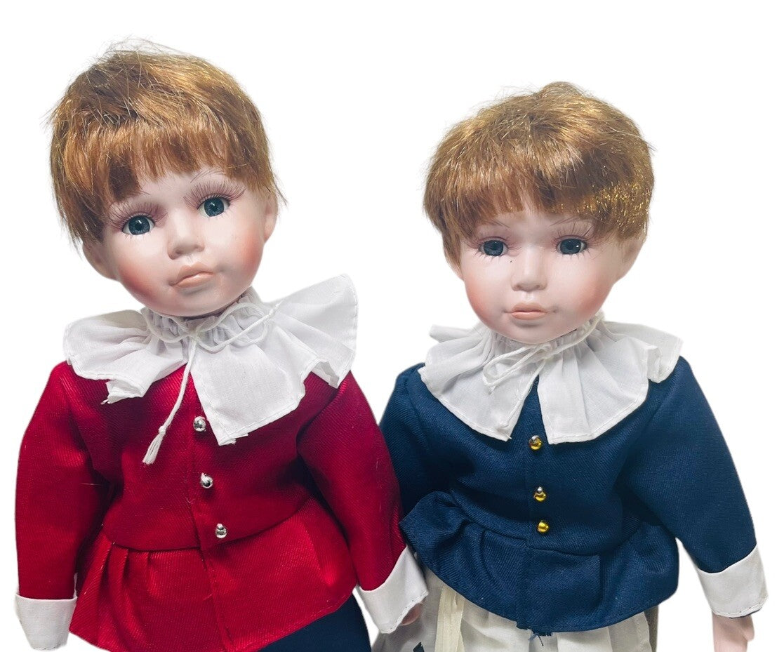 ADORABLE Pilgrim Porcelain Dolls 13" BOY & GIRL ~ VINTAGE