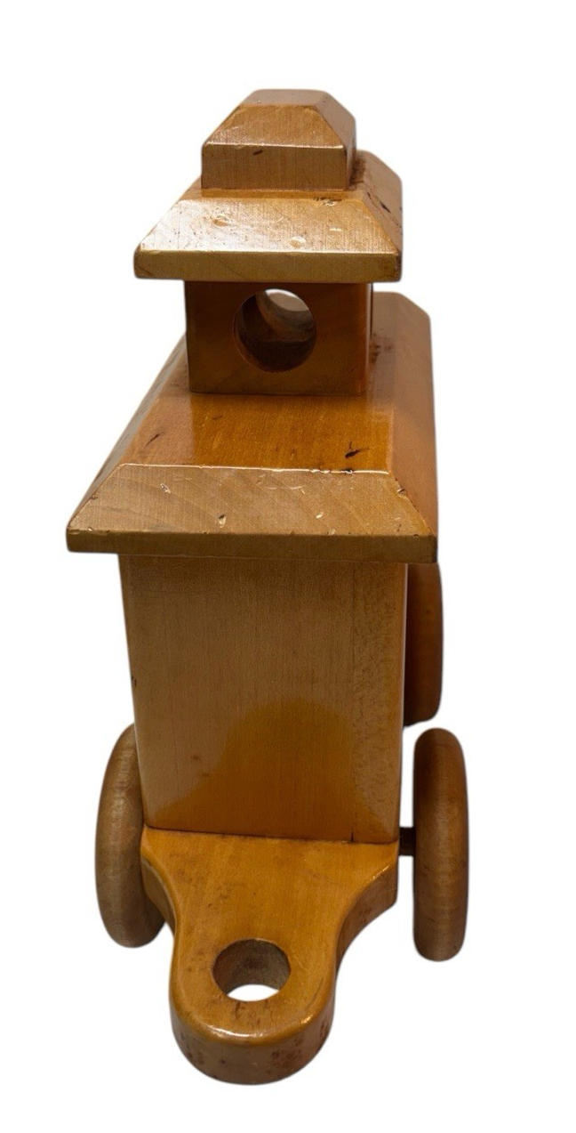 LARGE HANDMADE OAK WOODEN TRAIN CAR, L 12" X H 11'' X W 4'', Wt. 1.10 Lbs.