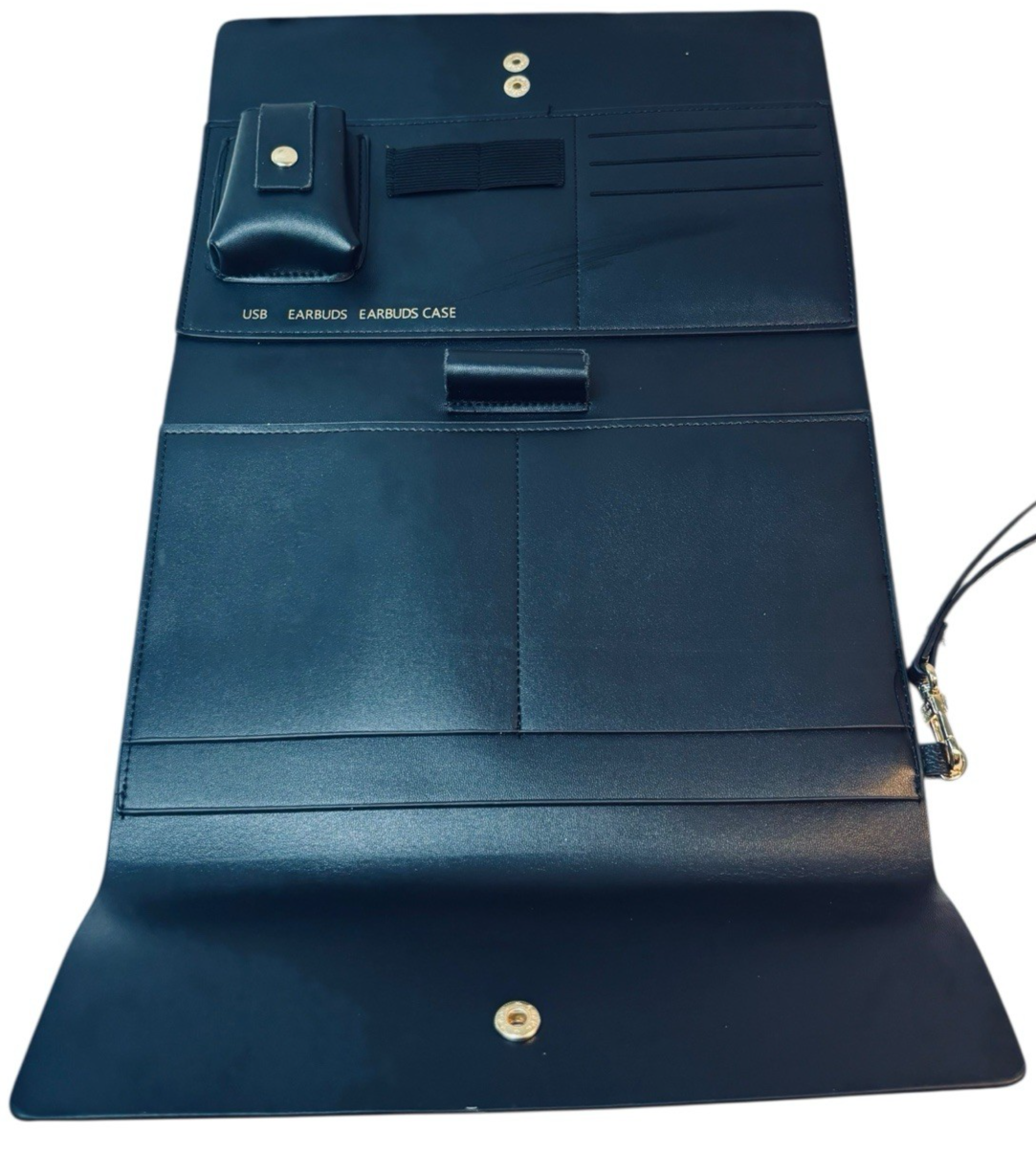 Steve Madden Clutch/Organizer "BLACK~ GOLD HARDWARE" with Strap. MINT CONDITION.