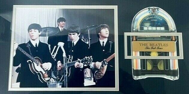 WURLITZER JUKEBOX THE BEATLES BLACK FRAME PHOTO FAB TOUR  22x14x1in. "MINT"