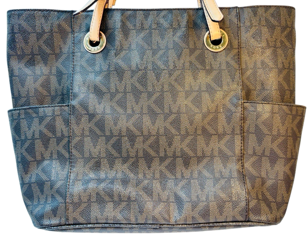 MICHAEL KORS Brown Large Leather Top Zip Logo Tote Shoulder Bag, MINT CONDITION
