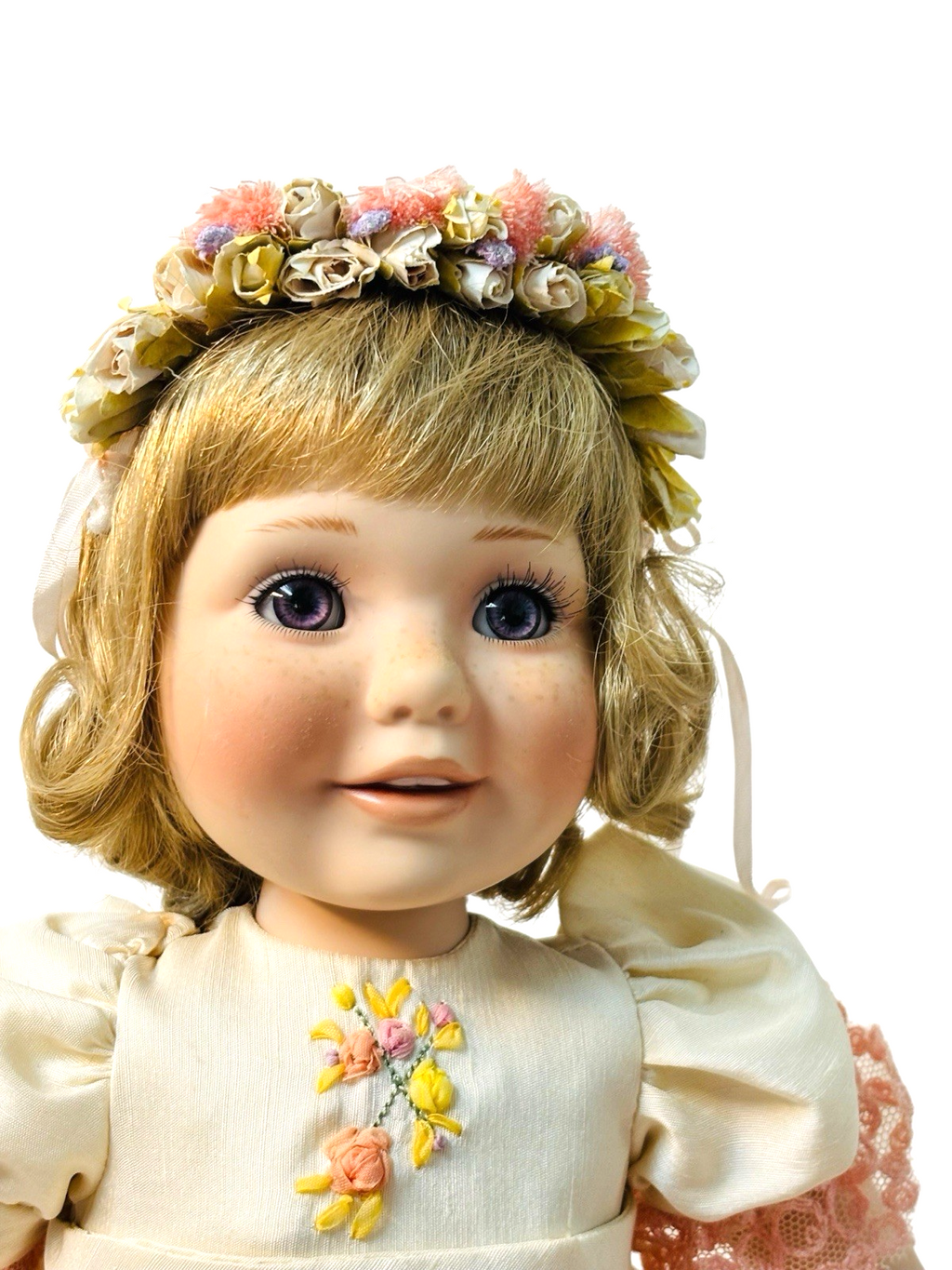 Danbury Mint Porcelain Doll "FLOWER GIRL" 16" In Original Box By Karen Scott