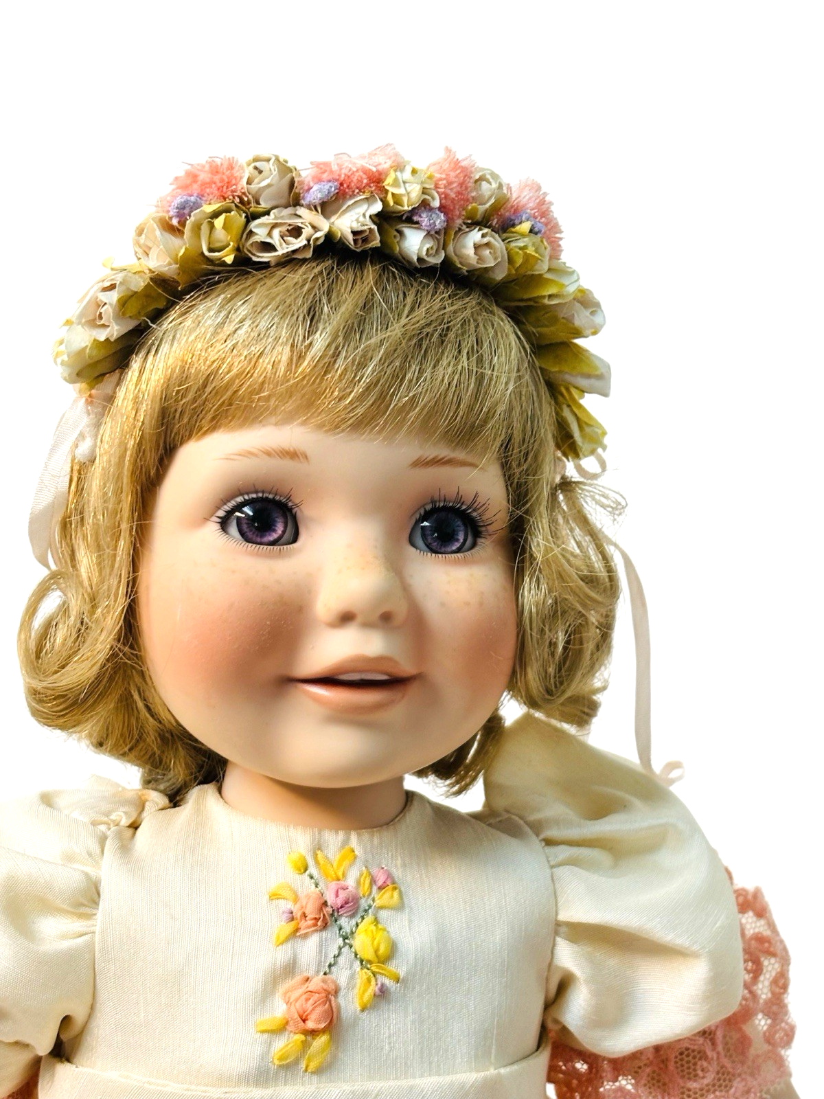 Danbury Mint Porcelain Doll "FLOWER GIRL" 16" In Original Box By Karen Scott
