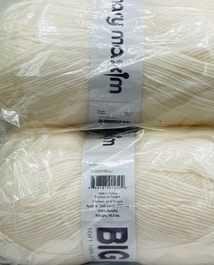 Mary Maxim Yarn “2-EGGSHEL-459802" 100% Acrylic Approx. 850 yds~777 m