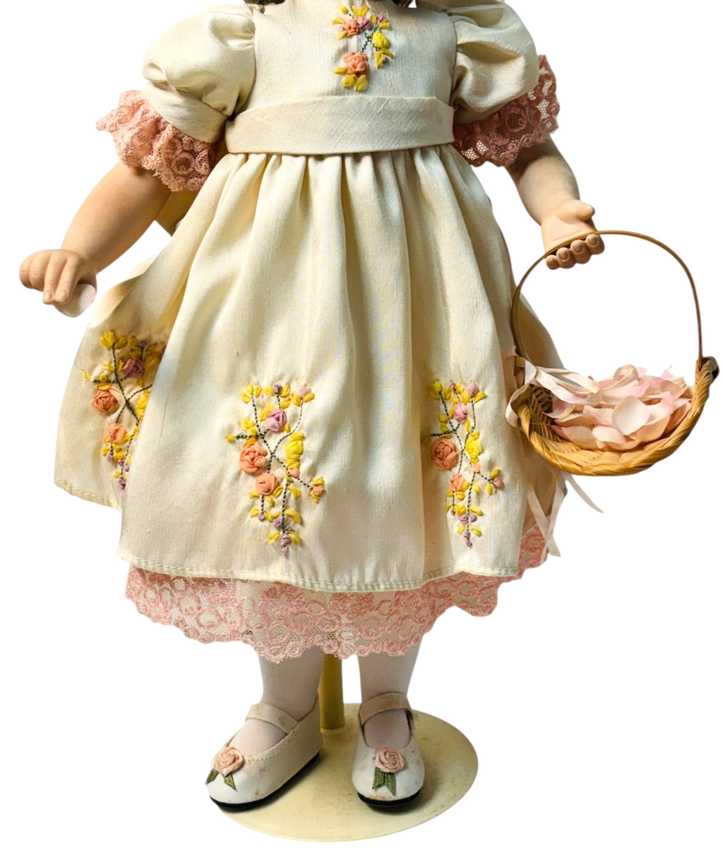 Danbury Mint Porcelain Doll "FLOWER GIRL" 16" In Original Box By Karen Scott