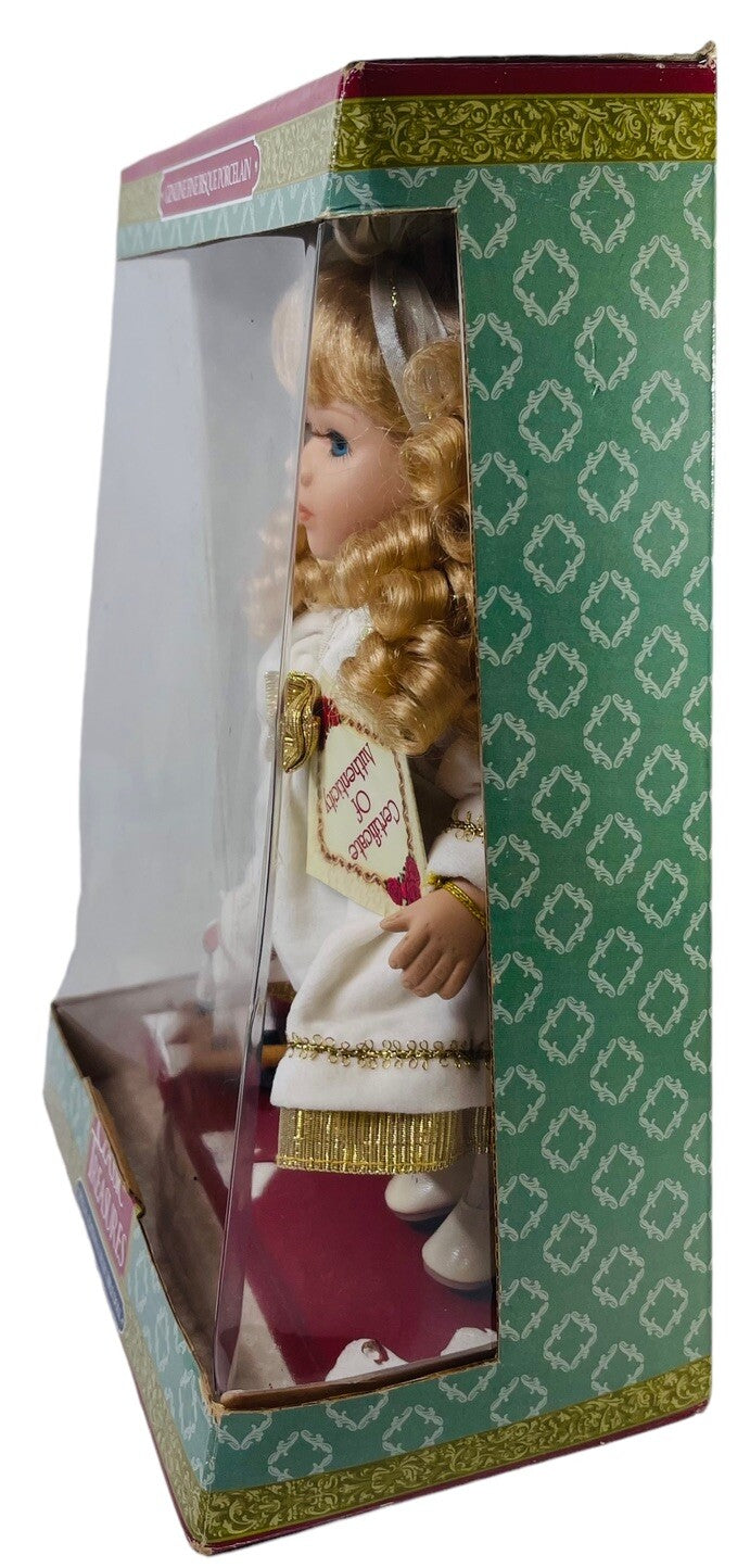 Classic Treasures Porcelain Doll w/Christmas🎄Rocking Horse On Wood Stand "NEW".