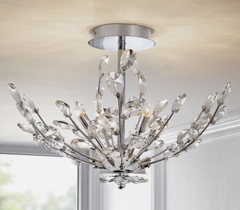 Home Decorators Collection CRYSTAL ACCENT CHANDELIER 4-Light Flush Mount Chrome