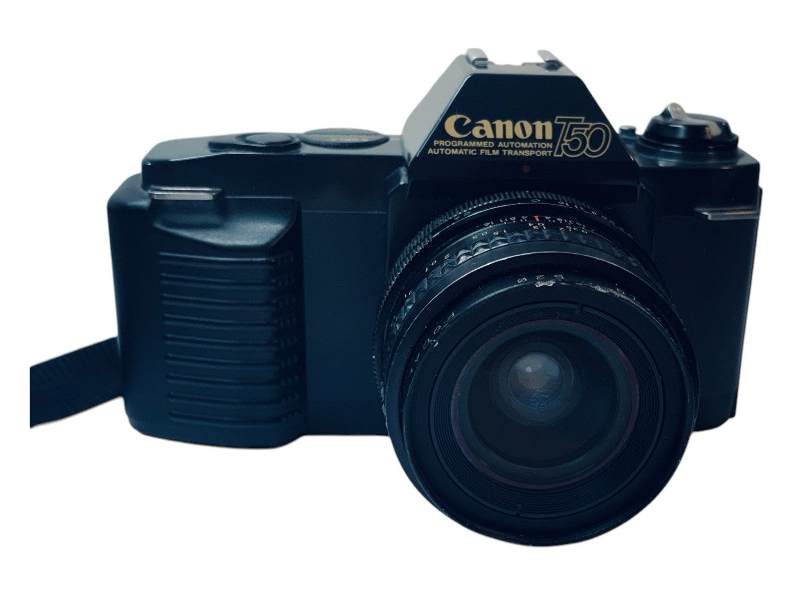 Canon T50 35mm SLR Film Camera w/ WIDE ANGLE LENS f=28mm FOCAL MC AUTO 1.28