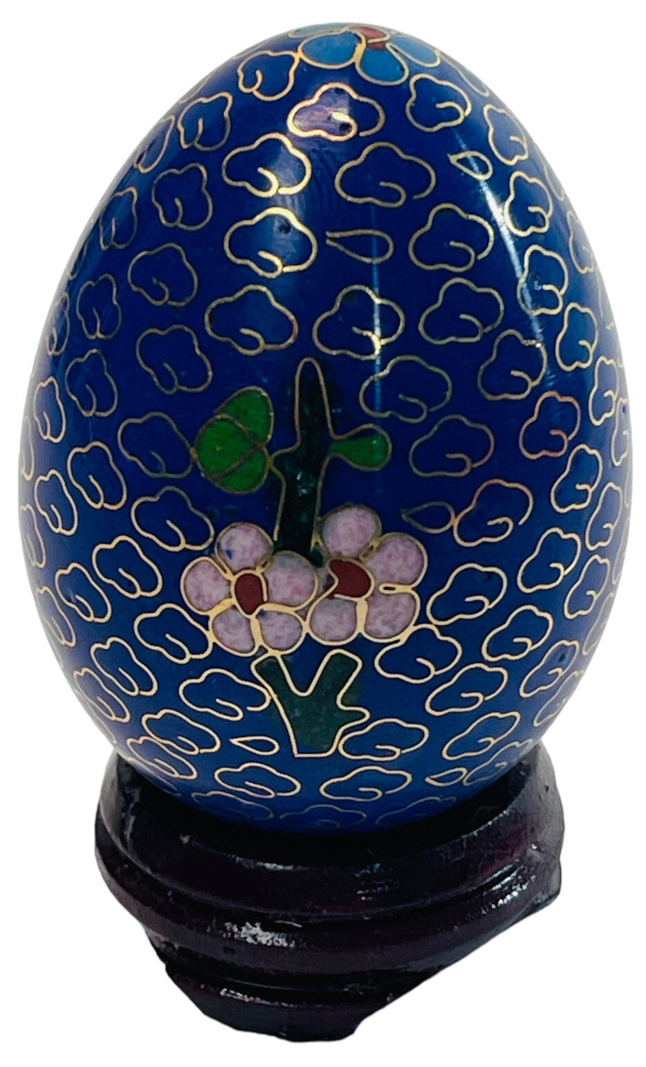 Vintage Hand Painted Floral Egg w/Original Stand "MINT".