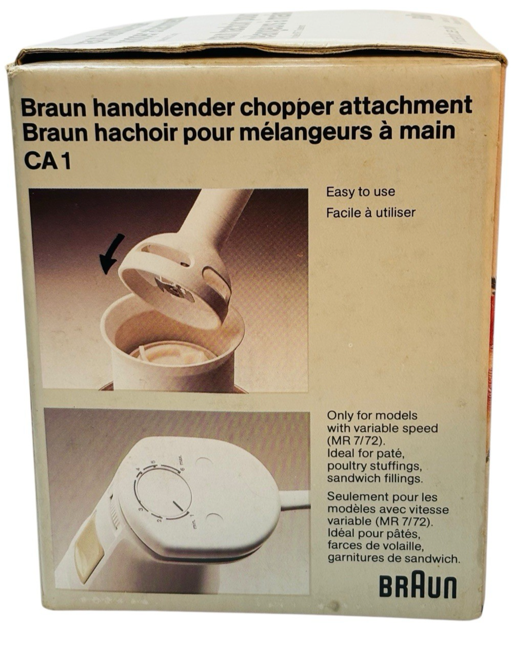 Braun Hand Blender Chopper Attachment for Models MR7 MR72 ~ w/Hardware & Manual