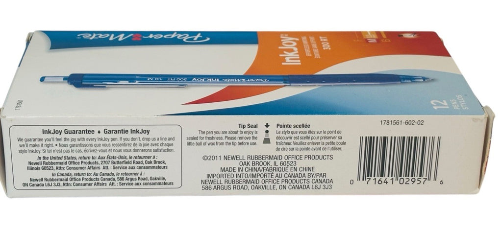NEW Paper Mate InkJoy 300 RT Retractable Pens, Medium Point 1.0mm Translucent B