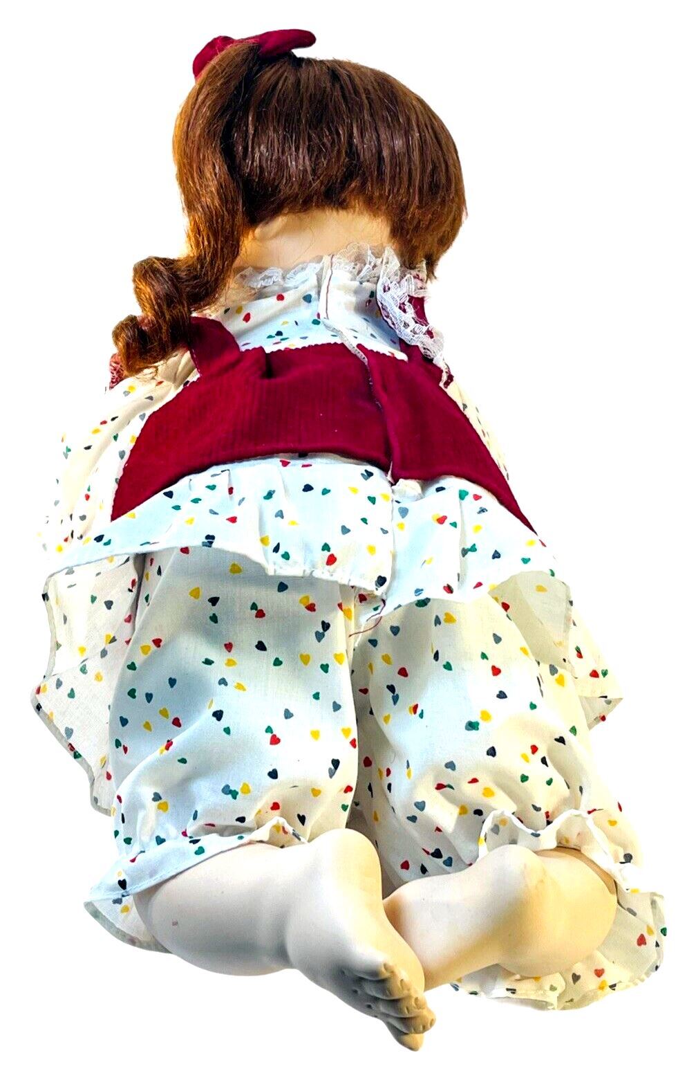 BEAUTIFUL PORCELAIN DOLL BRUNTTE~BROWN EYES L 20''XW 6''XH 10''~WT. 2.2 lbs.