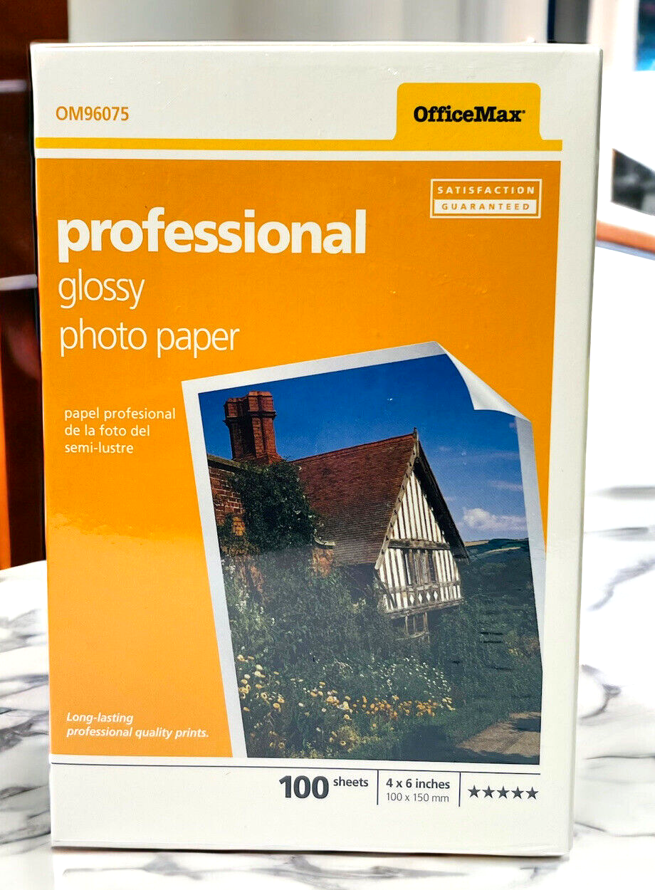 GLOSSY Photo Paper 4 x 6 in. 100 Sheets - Professional OfficeMax ~ NEW SEALED