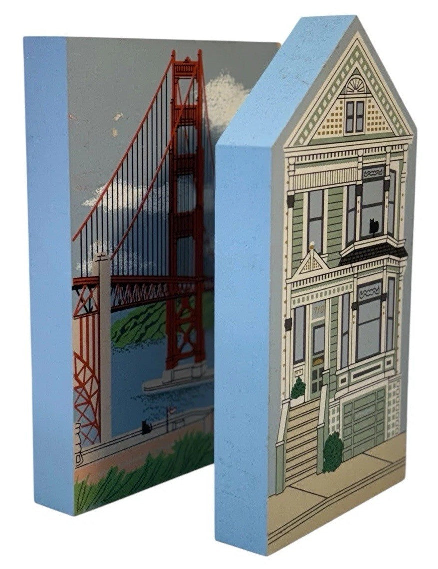 The Cat's Meow Wooden 1933 GOLDEN GATE BRIDGE ~ 1984 VICTORIAN ROWHOUSE ALAMO SQ