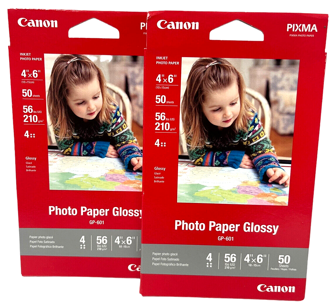 GLOSSY Photo Paper Plus 4 x 6 Canon GP-601 Pack of 50 Sheets. BRAND NEW.