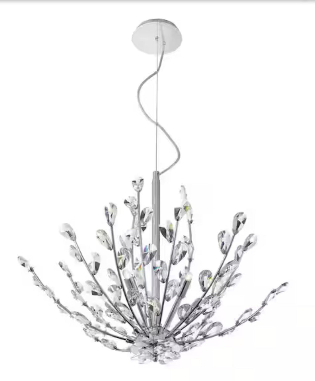 Home Decorators Collection Hetcherson Crystal 5-Light Pendant, Chrome Finish NIB