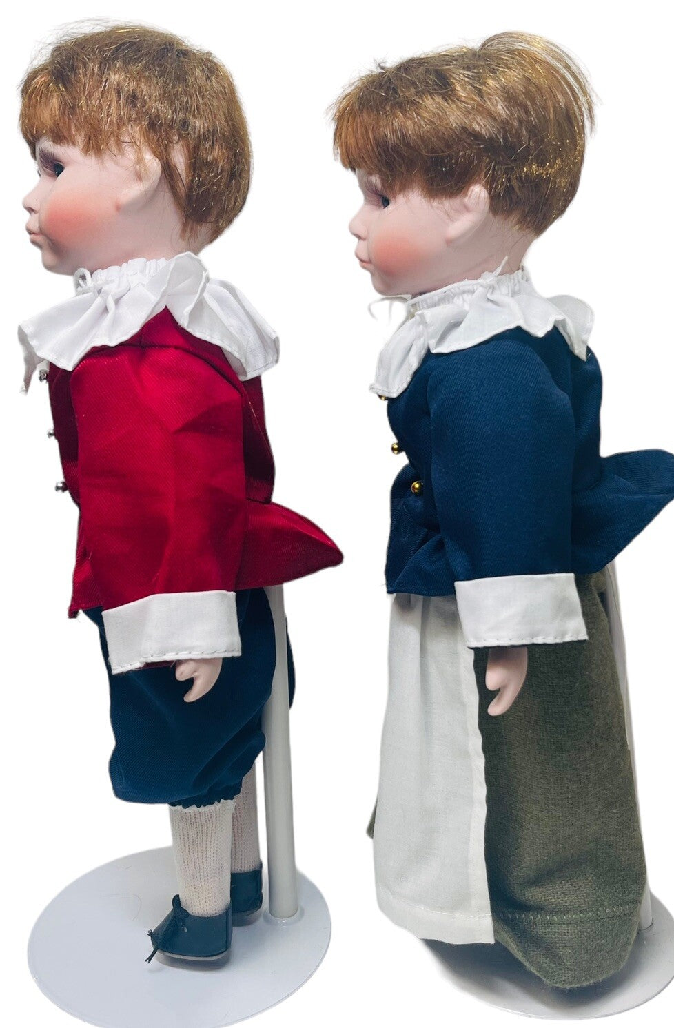 ADORABLE Pilgrim Porcelain Dolls 13" BOY & GIRL ~ VINTAGE