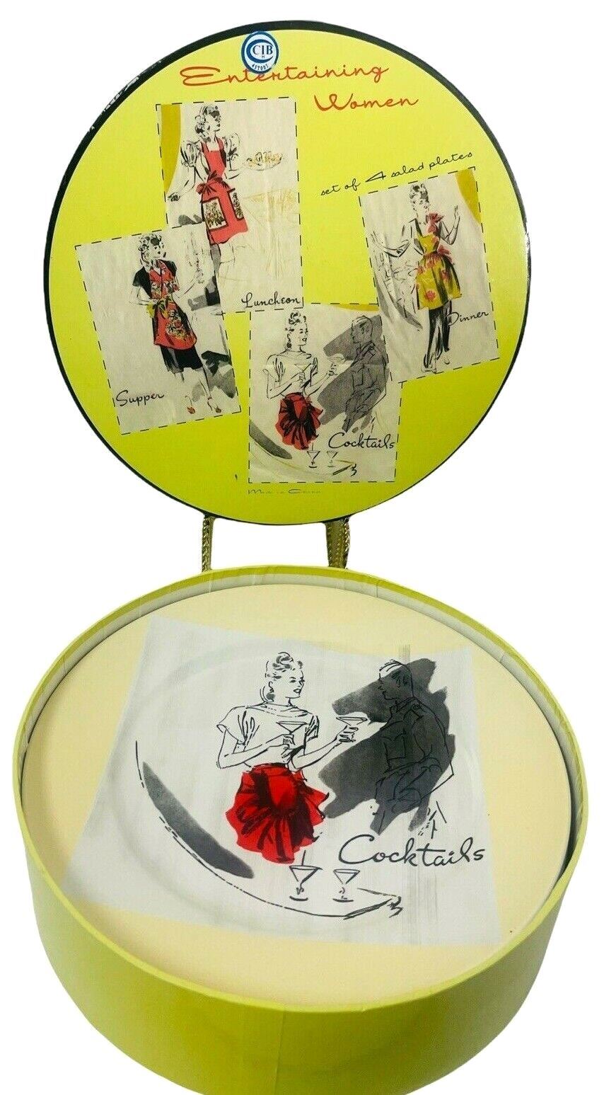 Rosanna Decorative Dessert Plates, Set of 4 Different Themes~w/Storage Box-MINT