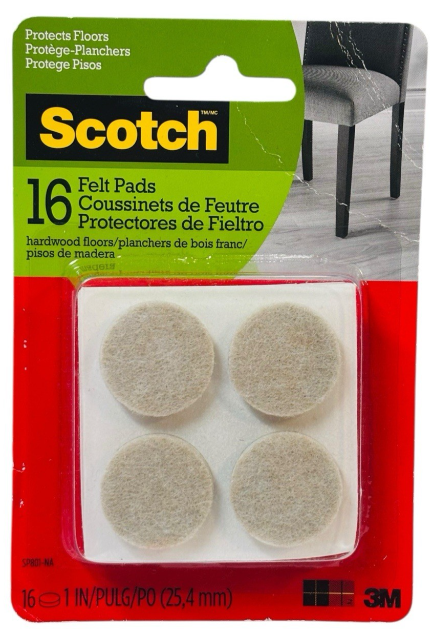 Lot of 2 Scotch 1.5" Brown Round Hard Surface Gripping Pads 8-Pk & 16 Felt Pads.