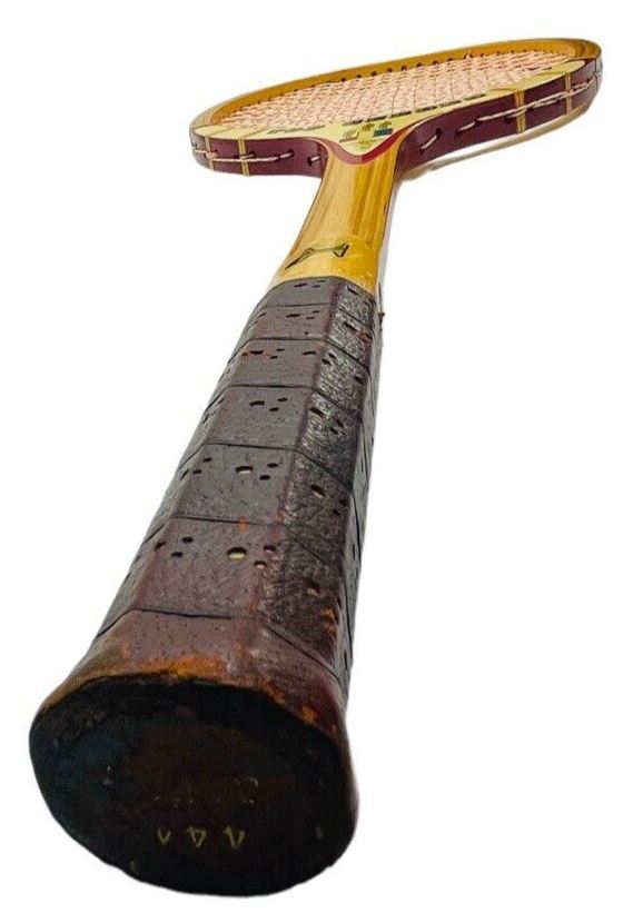 VINTAGE WOODEN TENNIS RACQUET~TOP SEEDED 444-HEAD EGG SHAPE 10.5" L X 8"-WT 10OZ