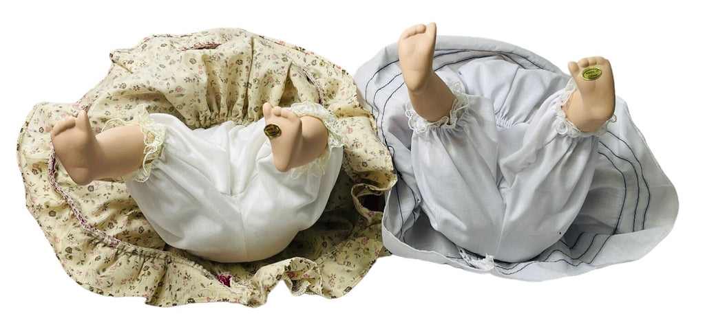 Crown Fine Porcelain Dolls 14'' “JUDY & ALICE” In A Sitting Position~Origin 1998