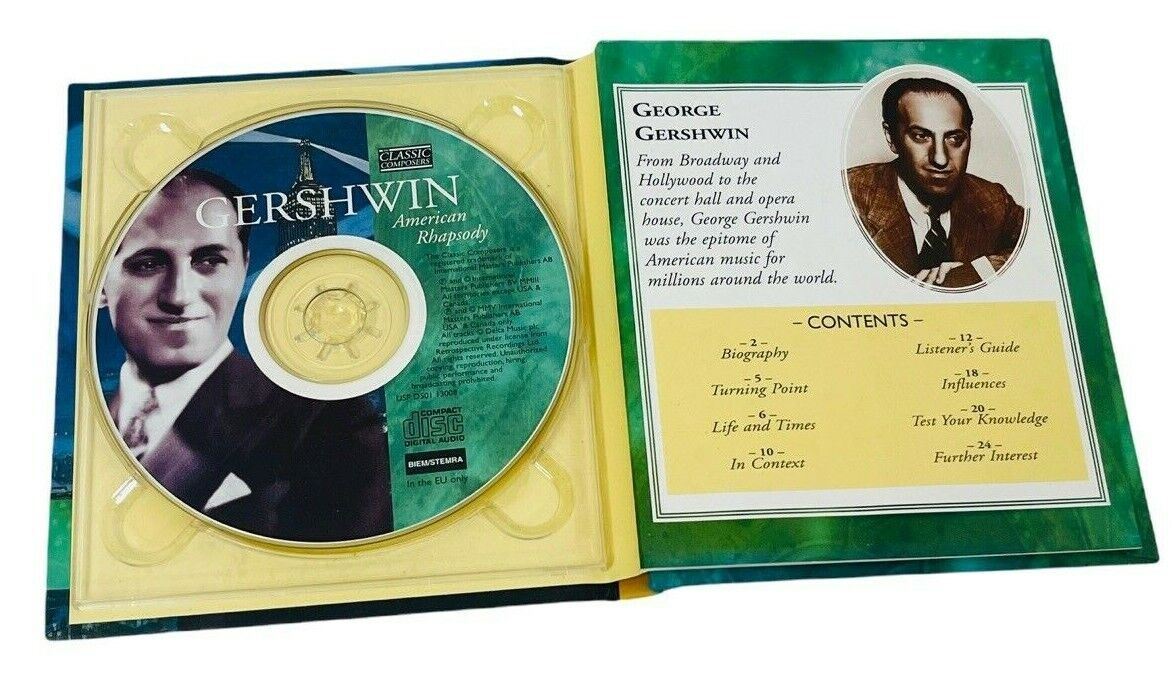 CLASSIC COMPOSERS MOZART, DEBUSSY, & GERSHWIN CDS, w/24 PAGE BOOKLET, LOT of 3.