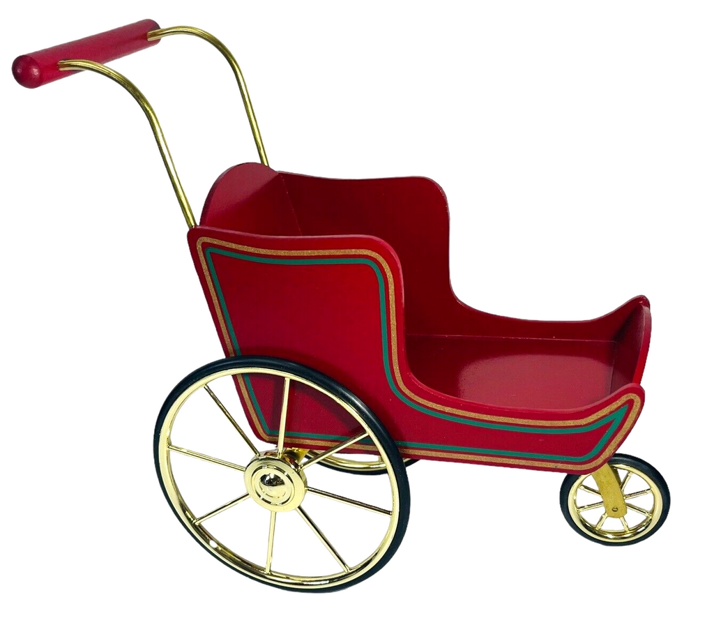 Red Wood Sleigh GREAT CENTER PIECE Material: Wood-Metal-ABS Plastic-Rubber