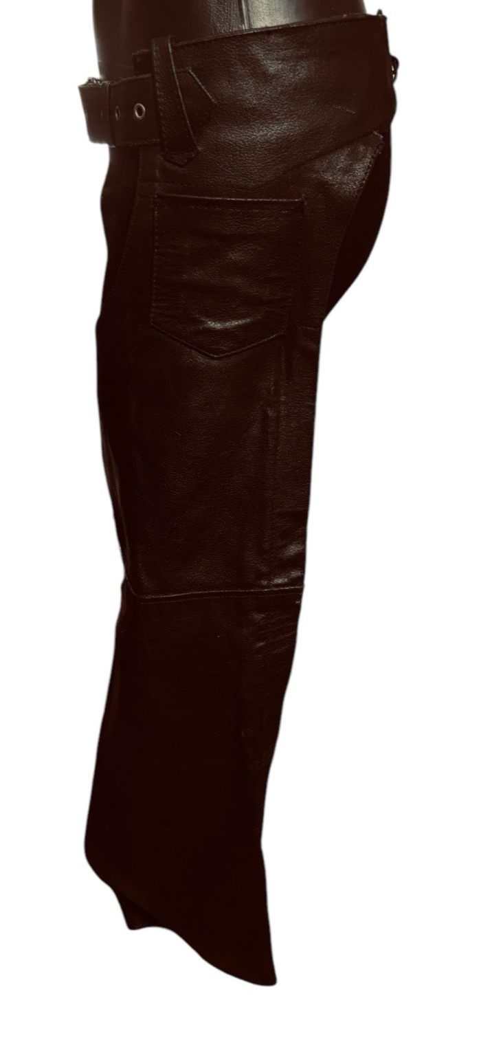 BARNEY'S Genuine Leather Motorcycle Chaps Men Size: M