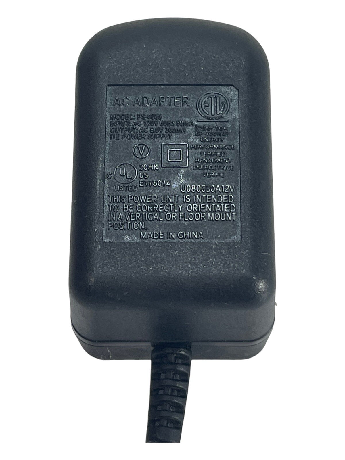 AC ADAPTER MODEL PS-0025 INPUT 120V - OUTPUT 8.0V 360mA, INTERTEK TESTED & WORKS