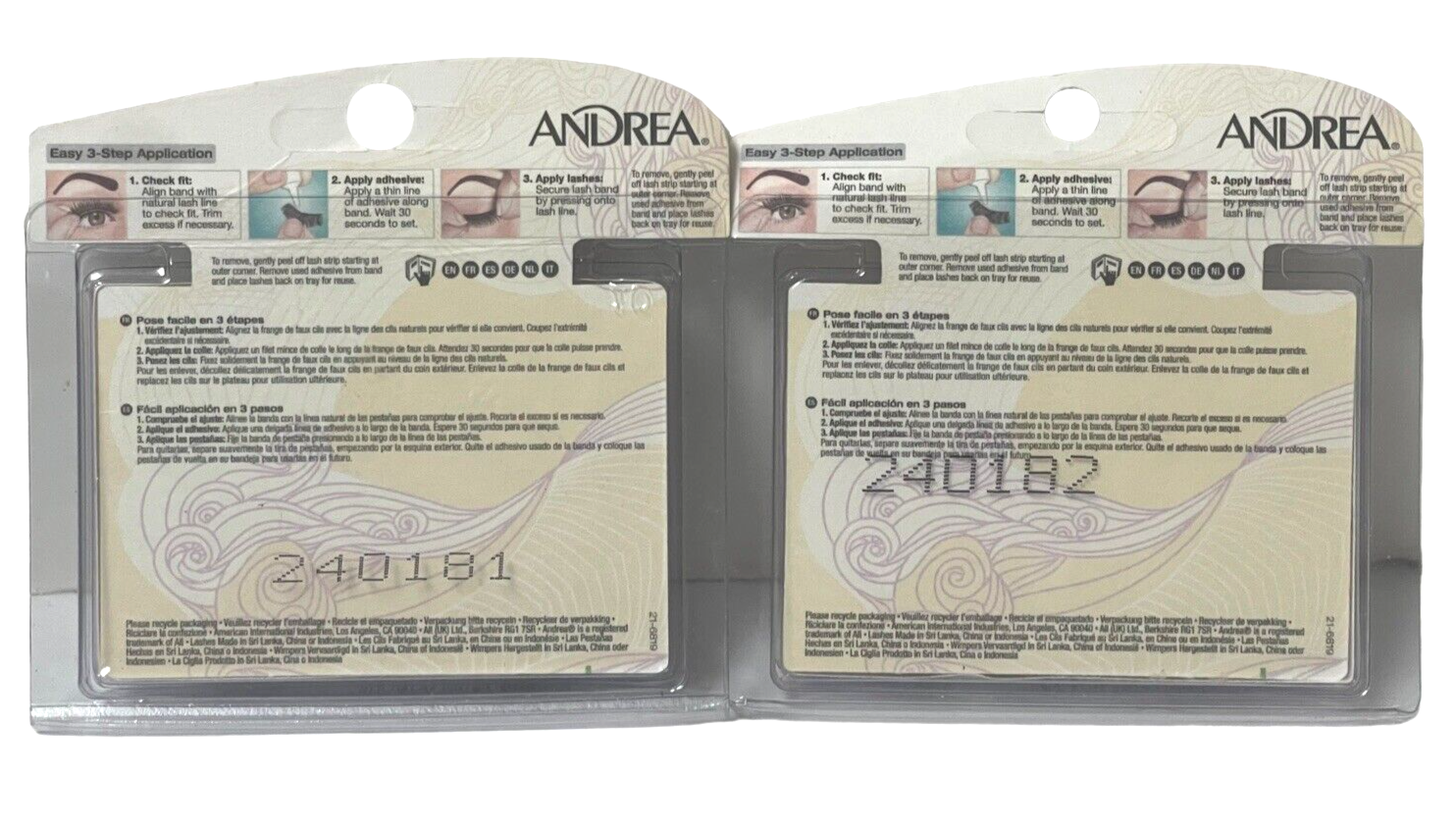 BRAND NEW 2-Packs Andrea two-of-a-kind False Eyelash Lightweight 33 & 45 Black