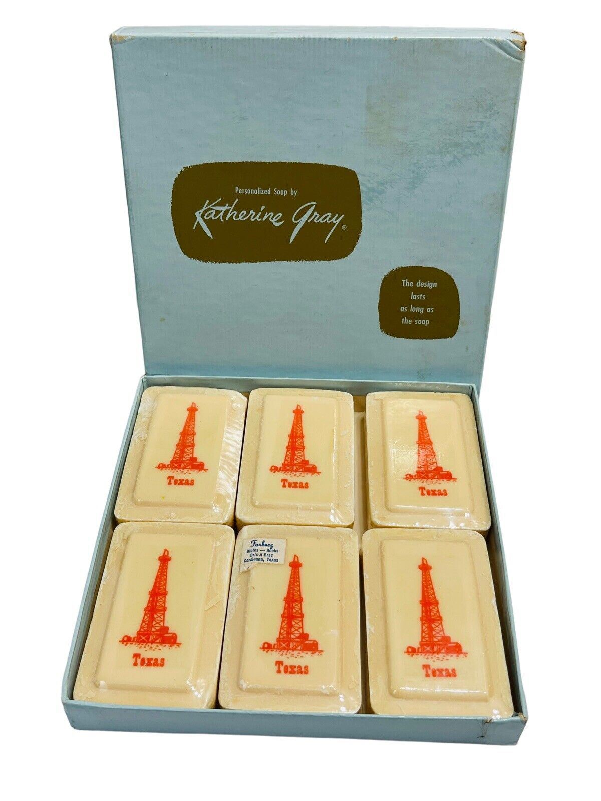 KATHERINE GRAY 6-BARS OF PERSONALIZED SOAP "EACH BAR IS SEALED-ORIGINAL BOX"
