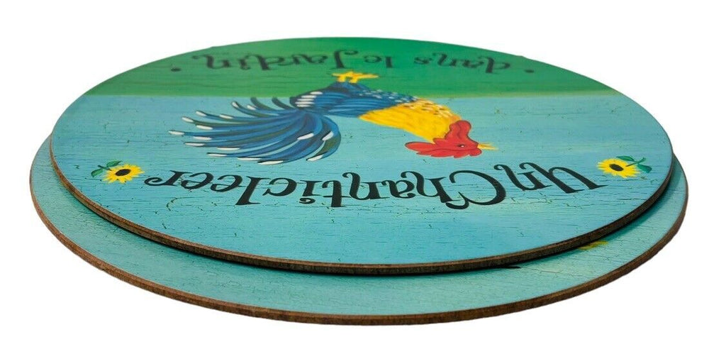 HOT PLATES 10X10" of CHICKEN~ROASTER IN THE GRADEN~TRIVETS - WRITTEN IN FRENCH