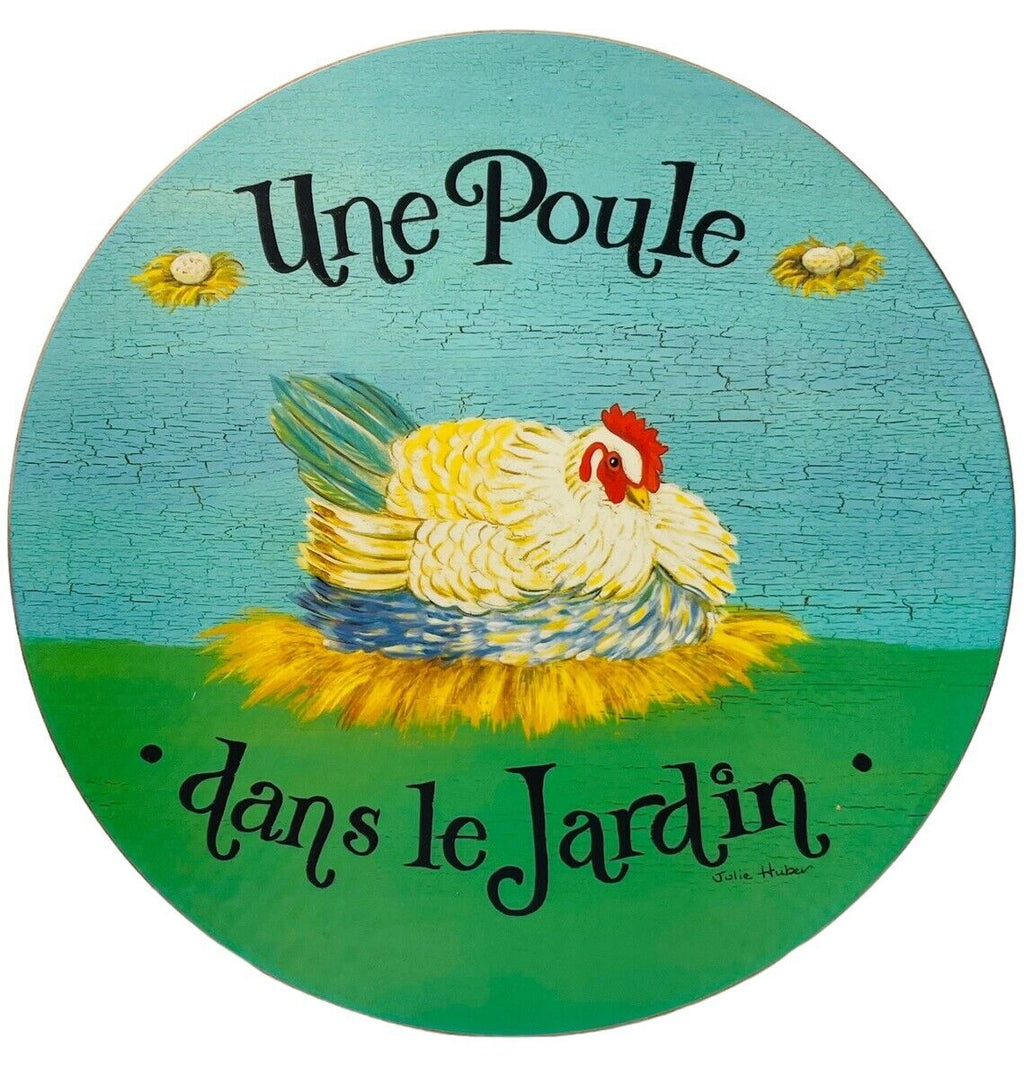HOT PLATES 10X10" of CHICKEN~ROASTER IN THE GRADEN~TRIVETS - WRITTEN IN FRENCH
