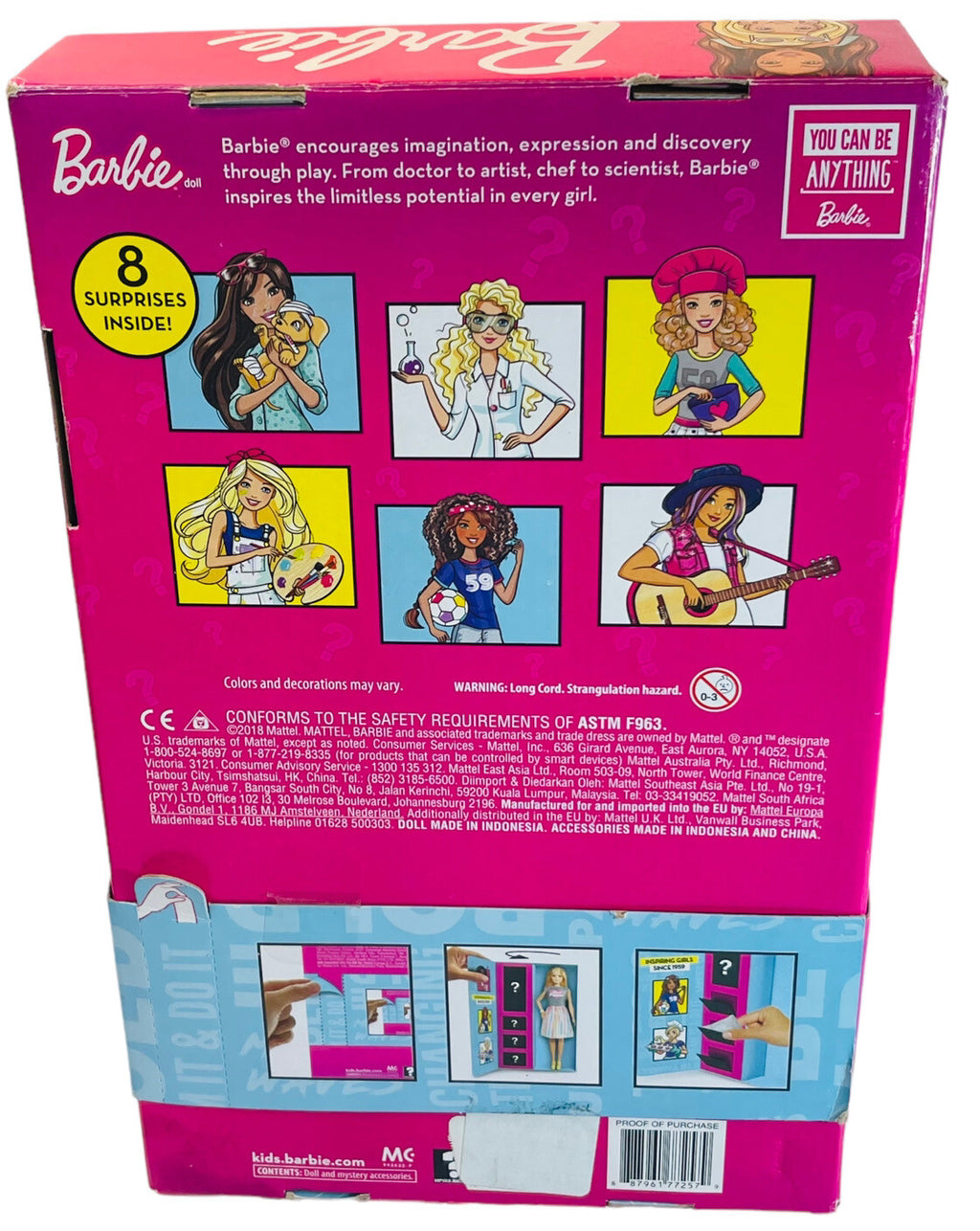 2018 MATTEL BARBIE DOLL YOU CAN BE ANYTHING GIRL POWER 8 SURPRISES INSIDE. "NEW"
