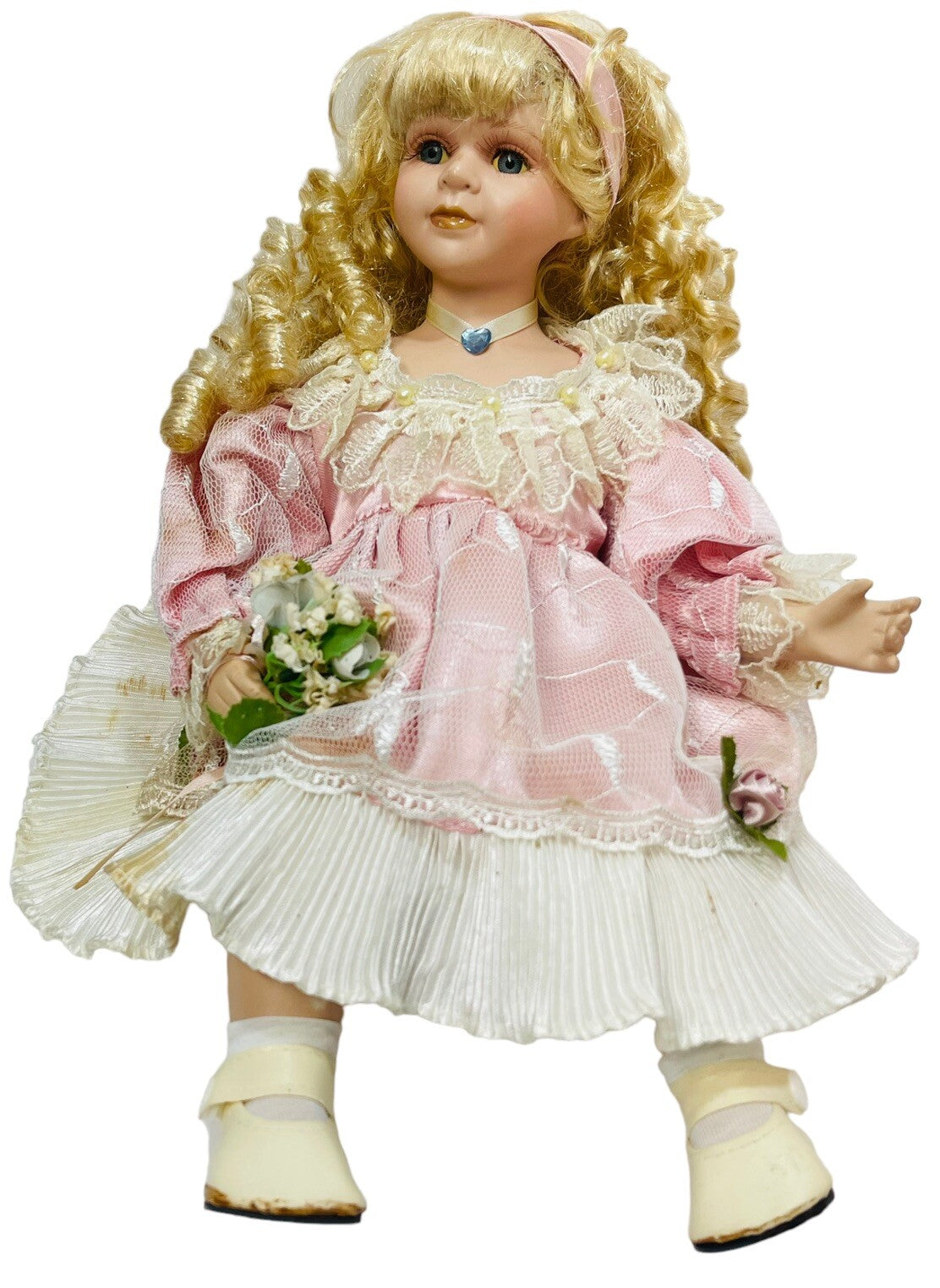 Lot of 3 VINTAGE PORCELAIN DOLLS "SWEET IN PINK" 10", 14" & 18" ~ PEROWNED.