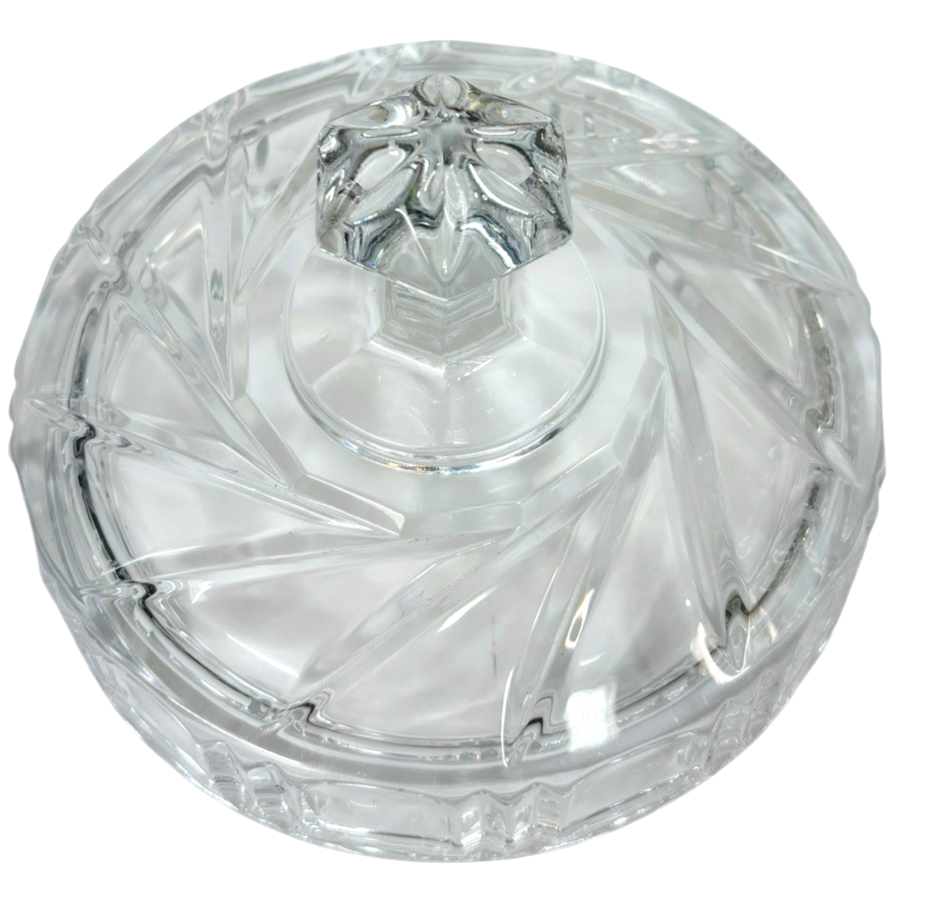 Heavy Beautiful Crystal Biscuits Cookies or Candy Jar Diamond Cut 8”Tall/6.10lbs