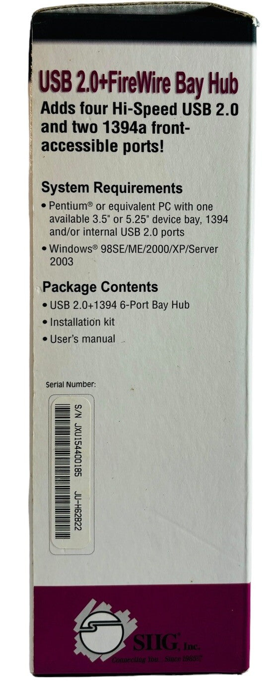 SIIG  USB20+1394 6-Port Bay (JUH62B22) 4-Ports Internal Hub "NEW"