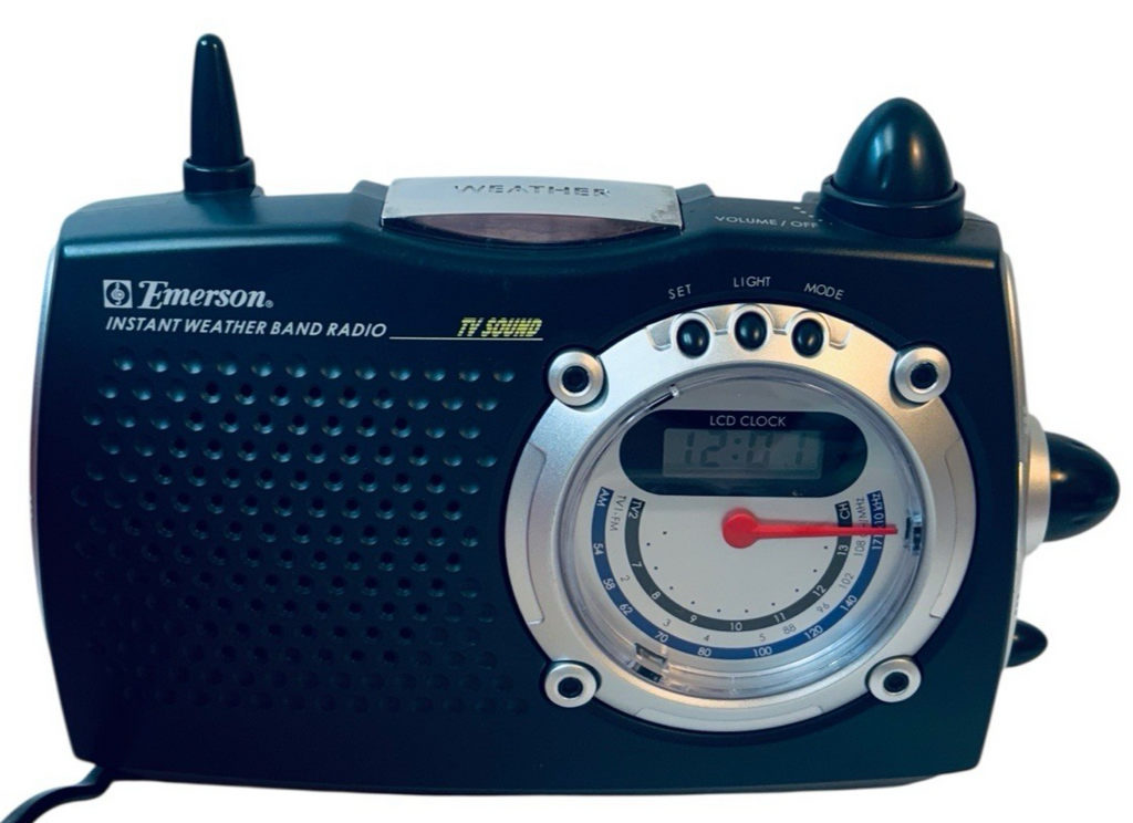 Genuine Emerson (RP6249) Dark Grey Instant Weather Band Radio w/ TV Sound!