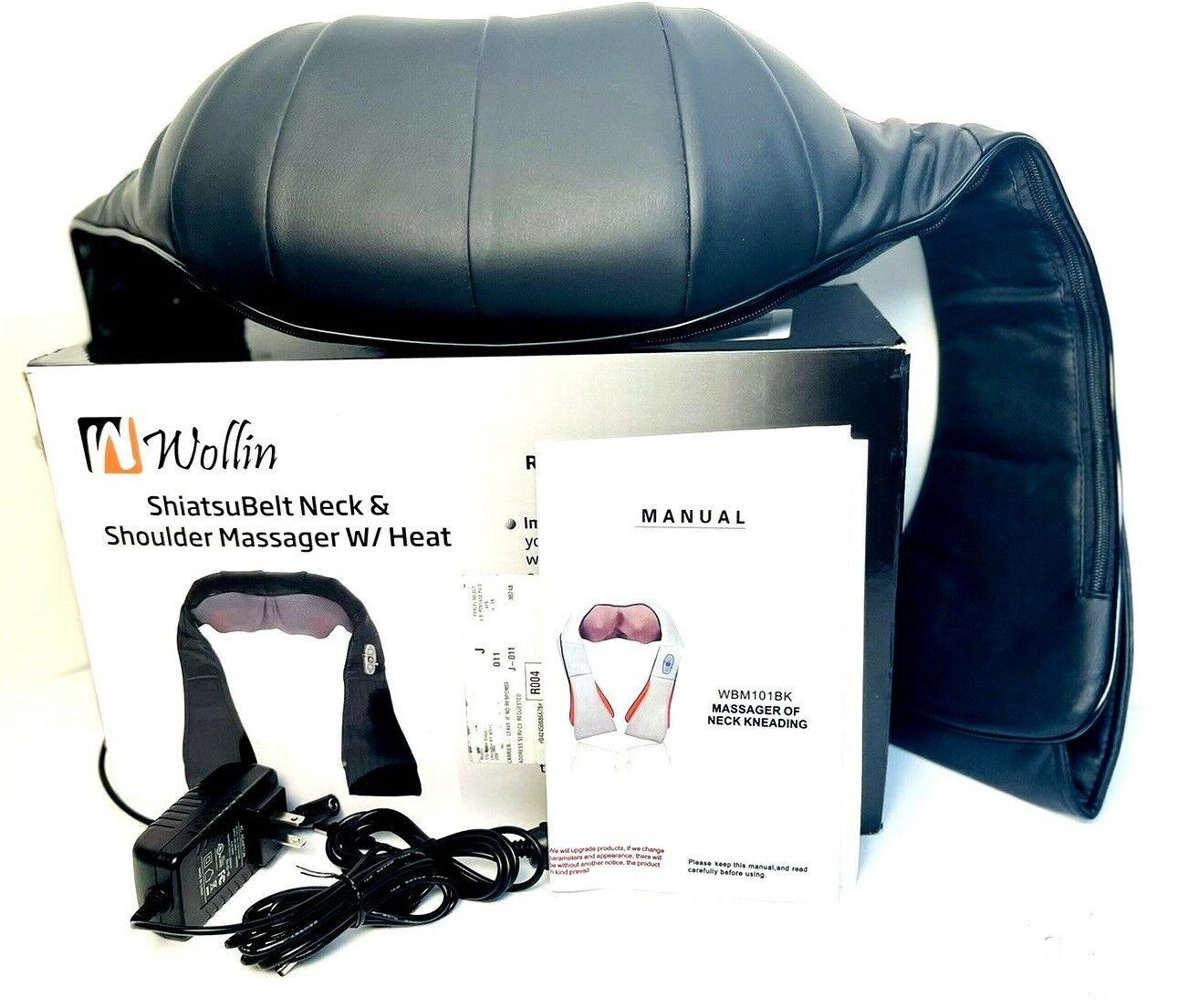 Wollin Shiatsu Belt Massager Neck & Shoulder Body w/Adjustable Heat 4-Deep Modes
