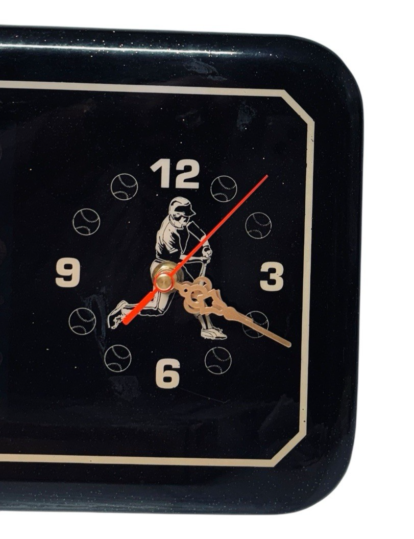 Atlanta Braves-Themed Wall Clock MLB Baseball 12 X 8'' Black Glitter, WORKS.