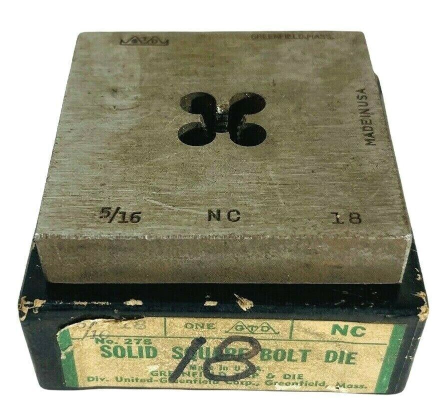 Tap & Die Square Bolt Die 5/16 NC 18GTD No. 275 Solid 2-1/2" Greenfield