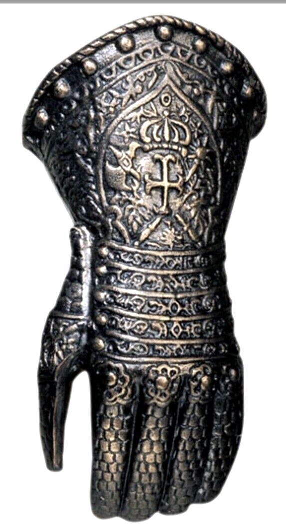 Medieval Armor Glove Gauntlet Display, French Knight, 6"W x 3"D x 12"H & 4 lbs.