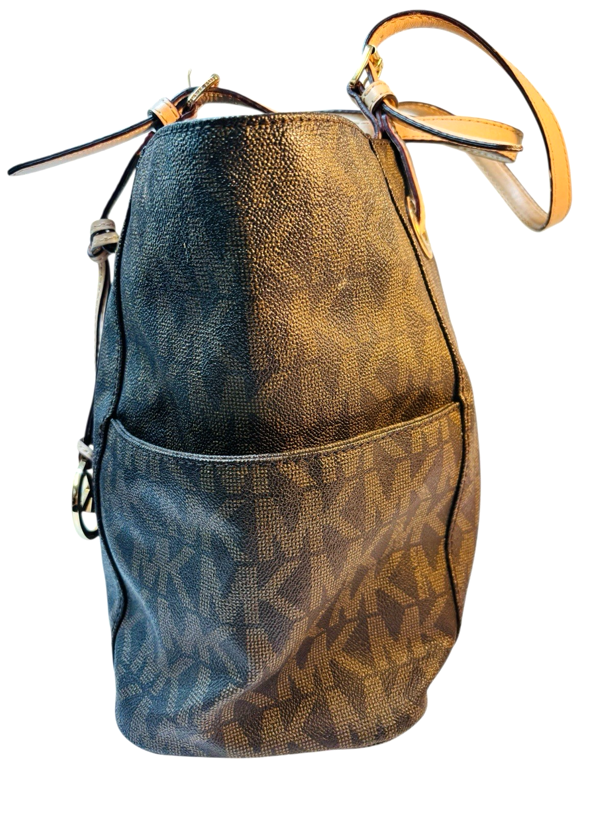 MICHAEL KORS Brown Large Leather Top Zip Logo Tote Shoulder Bag, MINT CONDITION
