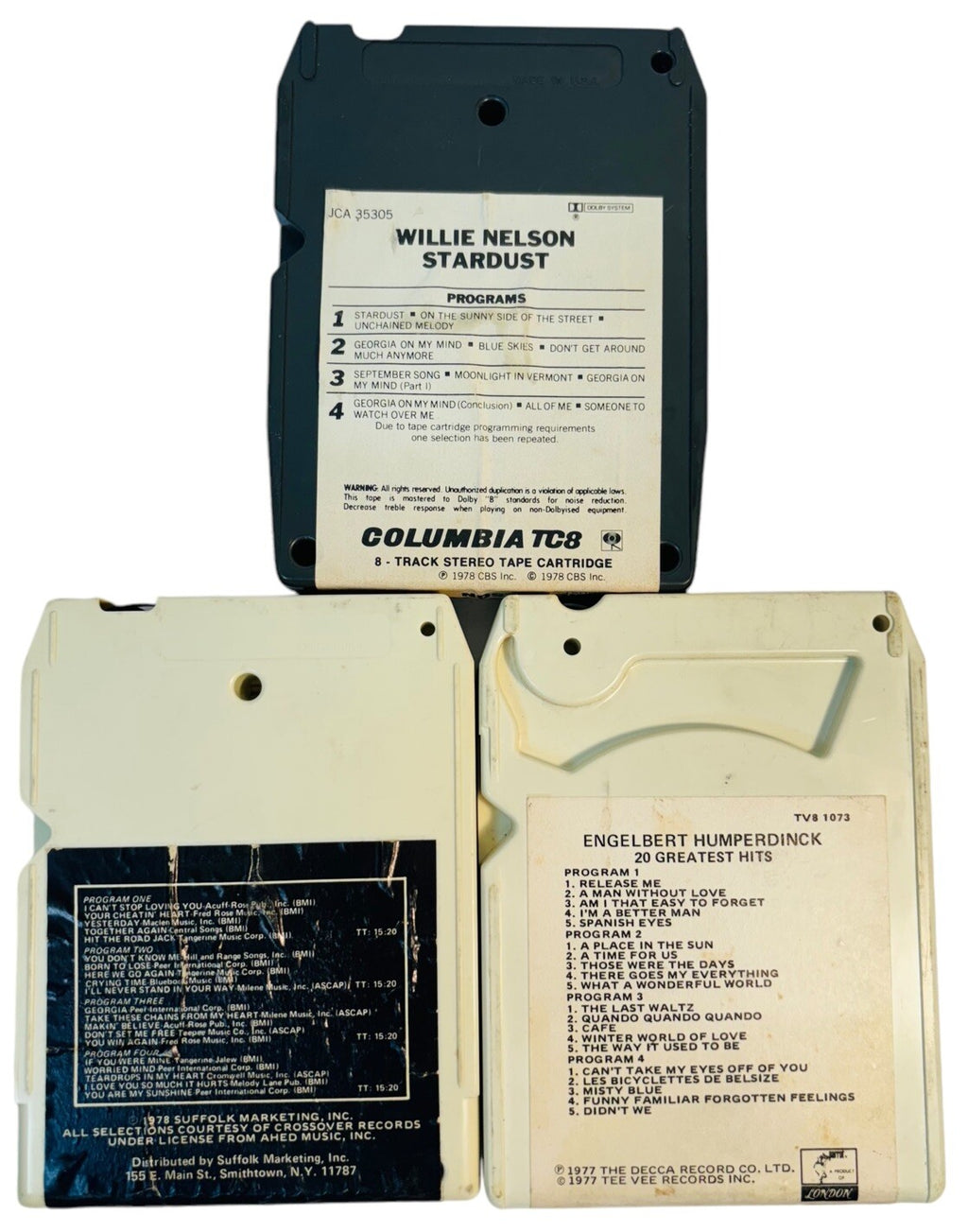 VINTAGE 8 TRACK TAPES MUSIC COLLECTION of ROCK, POP & COUNTRY, LOT 12 Tapes.