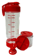 Fruit Infuser Water Bottle W/Pill Storage (Morning/Noon/Evening/Bed) Red & Clear