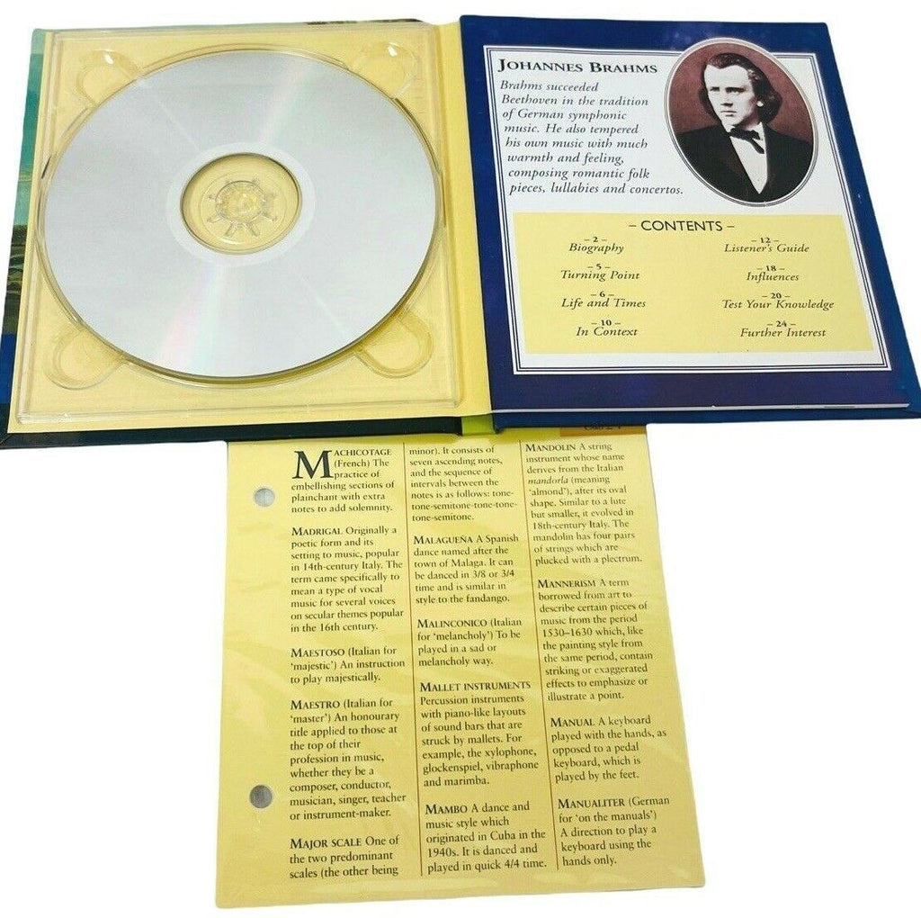 CLASSIC COMPOSERS LISZT, TCHAIKOVSKY, & BRAHMS CDs w/24 PAGE BIOGRAPHY, LOT OF 3