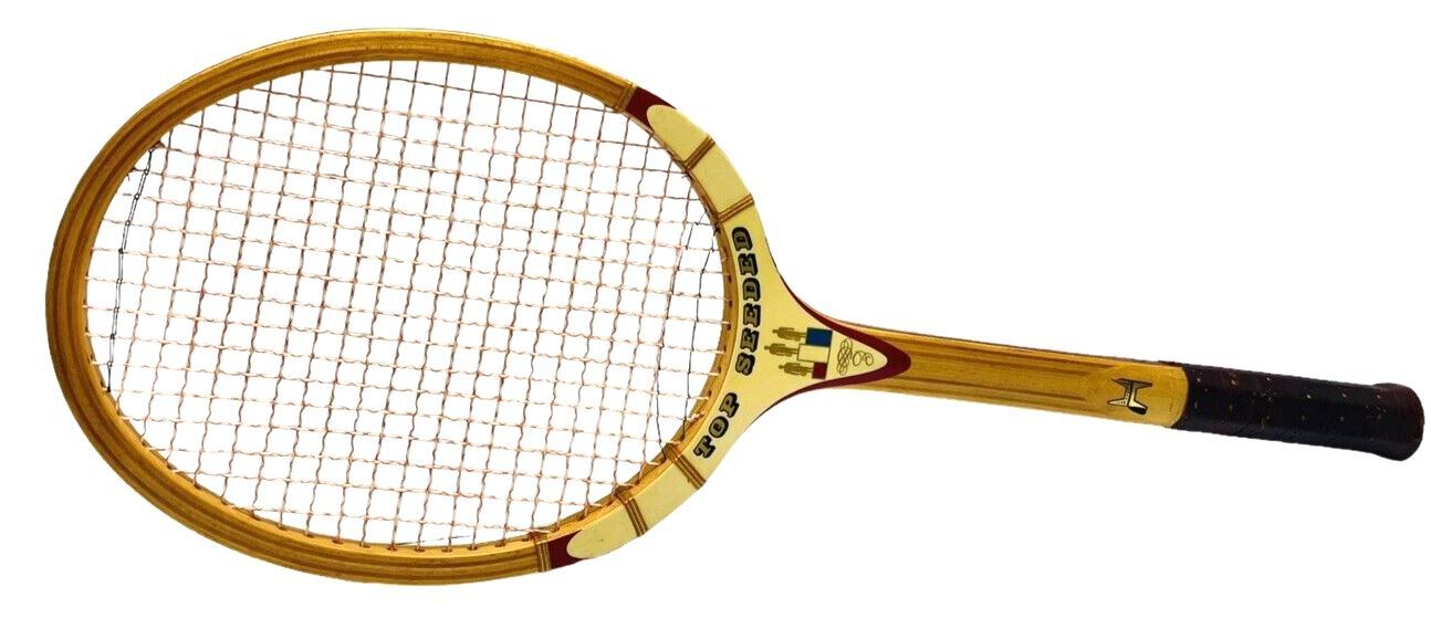 VINTAGE WOODEN TENNIS RACQUET~TOP SEEDED 444-HEAD EGG SHAPE 10.5" L X 8"-WT 10OZ