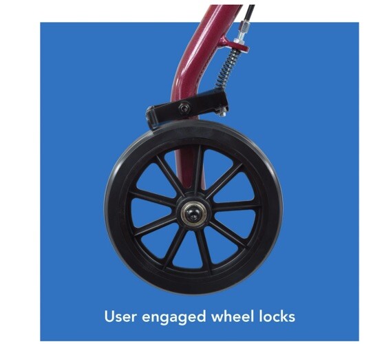 Basic Steel Rollator W/6” Wheels Knockdown Rolling Walker REF: 1000RA (Burgundy)